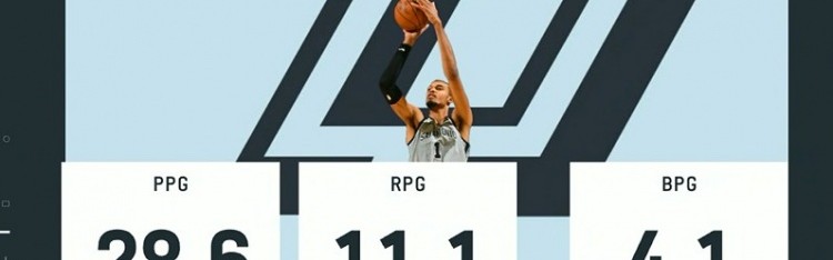 新2网址最新网址-毁天灭地！3月以来文班场均4.1帽领跑全联盟 28.6分第8&amp;11.1板第5